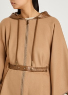 Moncler Hooded Belted Wool-blend Cape Coat - Beige - One Size