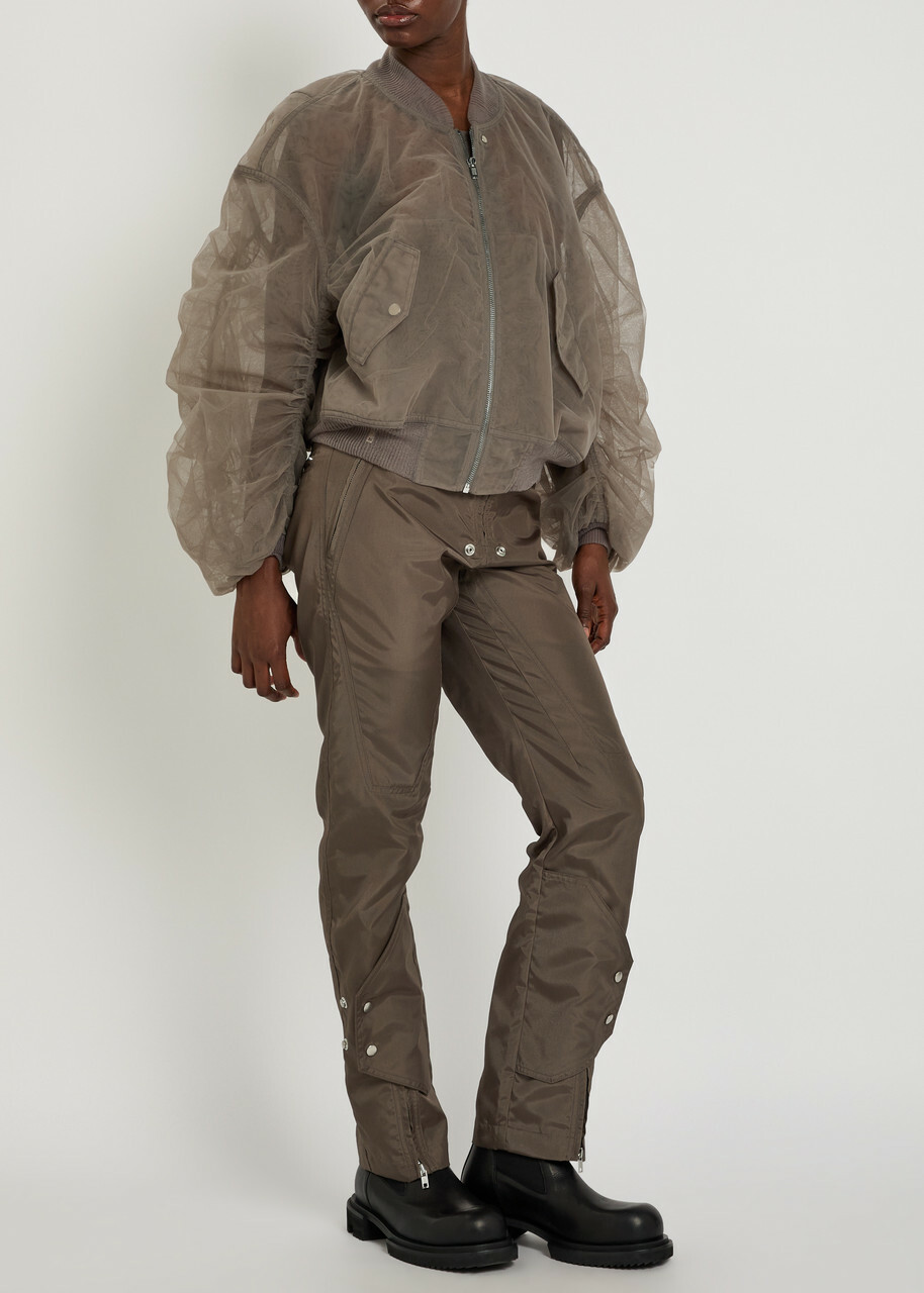 Rick Owens Motopants Panelled Leather Trousers Grey