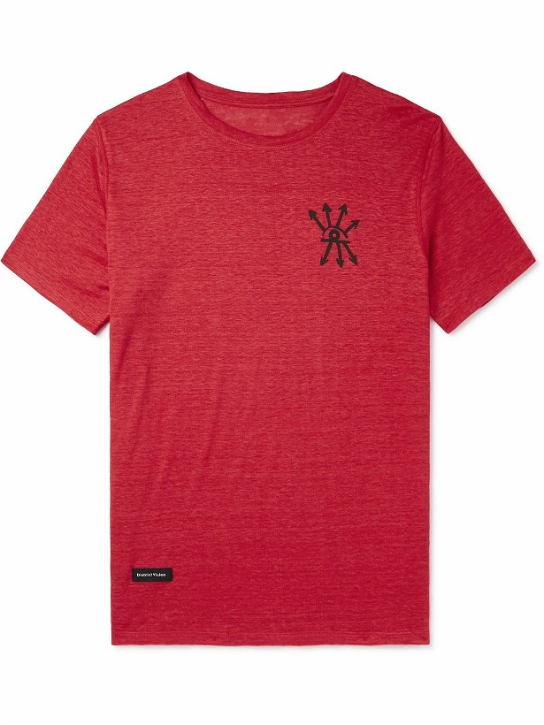 Photo: DISTRICT VISION - Logo-Print Hemp Running T-Shirt - Red