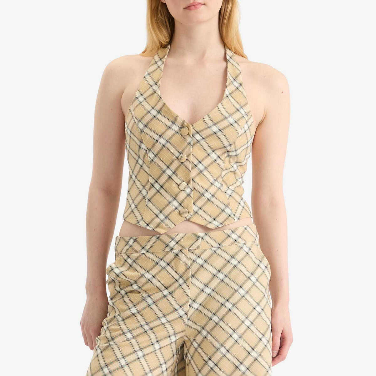 House Of Sunny Women's Sloane Check Waistcoat in Multi