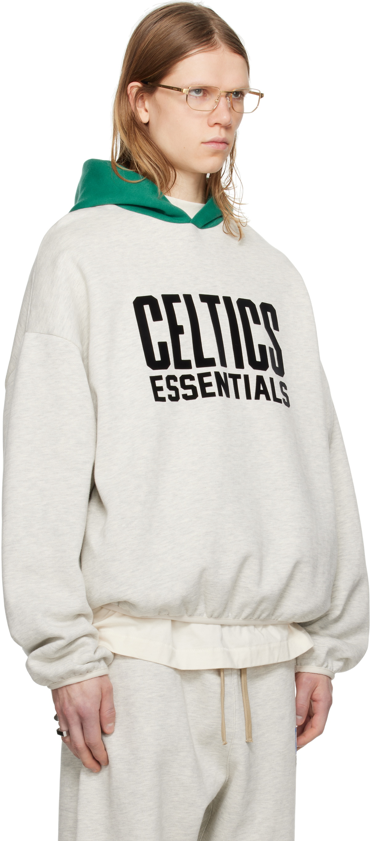 Fear of God ESSENTIALS Gray & Green NBA Celtics Pull Over Hoodie 