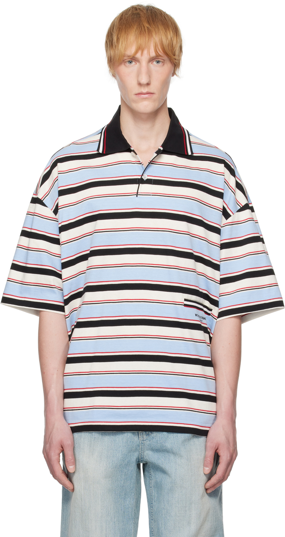 WOOYOUNGMI Blue Stripe Polo
