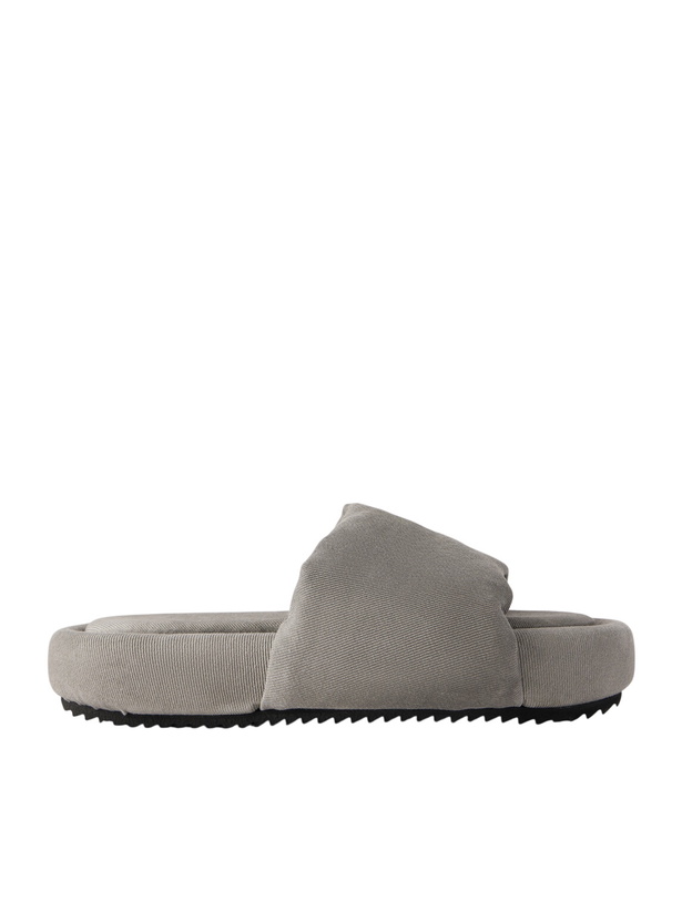 Photo: DRKSHDW by Rick Owens - Chancla Padded Denim Sandals - Gray