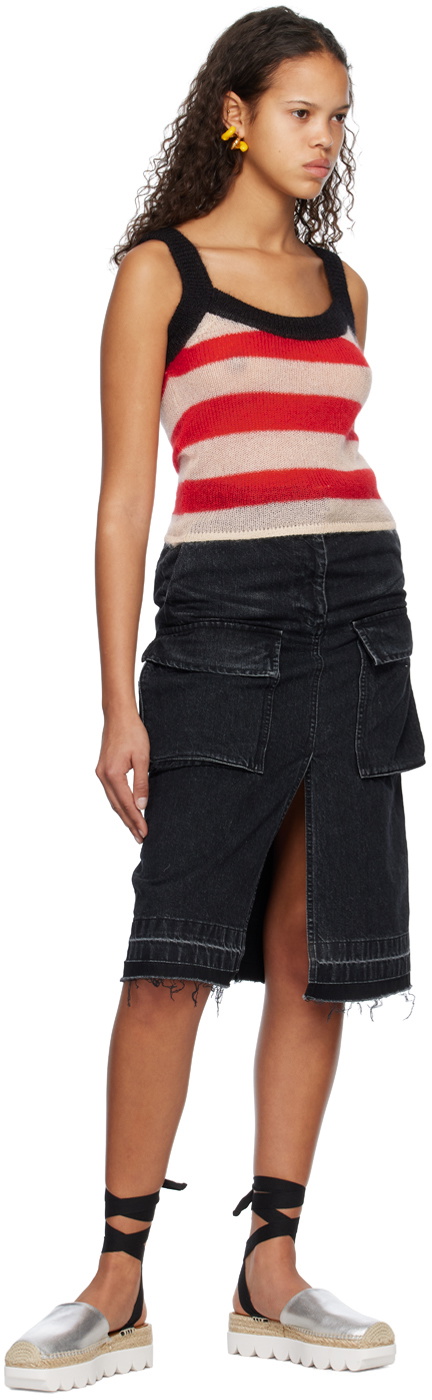 SUNNEI Off-White & Red Striped Tank Top