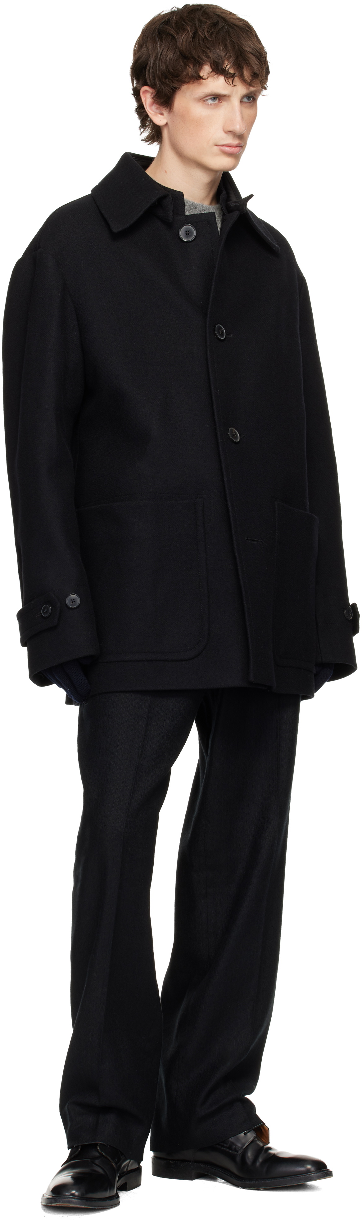 Moncler Black Tricolor Wool Gloves