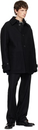 Moncler Black Tricolor Wool Gloves