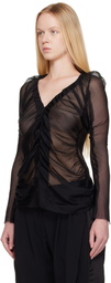 AARON ESH Black Ruched Blouse