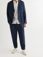 ALEX MILL - Tapered Pleated Linen Suit Trousers - Blue
