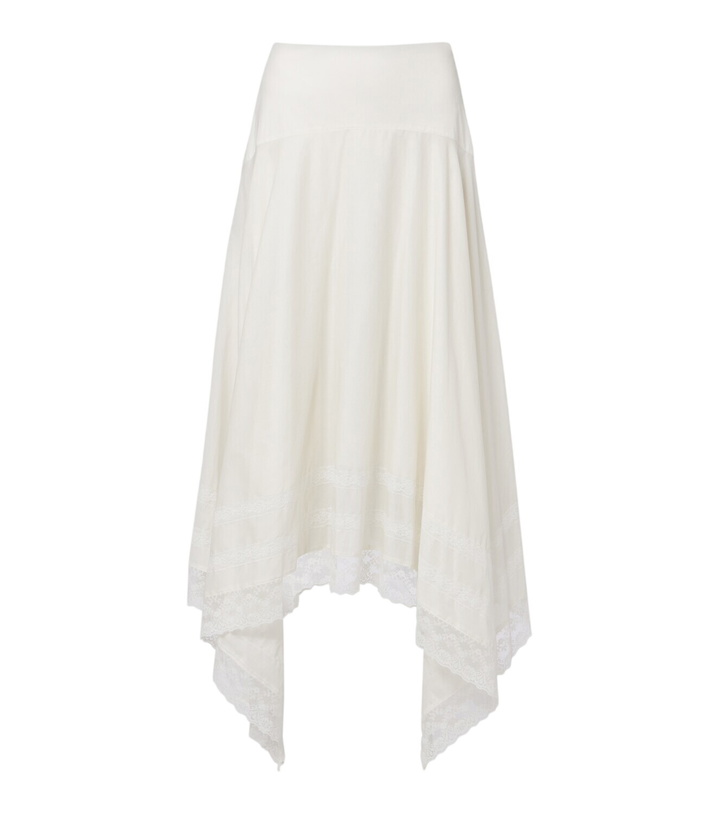 Photo: Staud Ainsley lace-trimmed cotton voile midi skirt