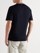 John Smedley - Dartford Contrast-Tipped Sea Island Cotton T-Shirt - Blue