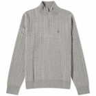 Polo Ralph Lauren Men's Half Zip Cable Knit Jumper in Fawn Grey Heather