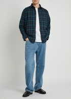 Les Deux Lennon Checked Cotton Overshirt Navy