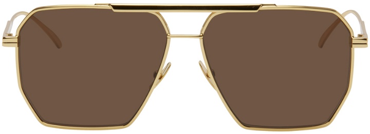 Photo: Bottega Veneta Gold Classic Aviator Sunglasses