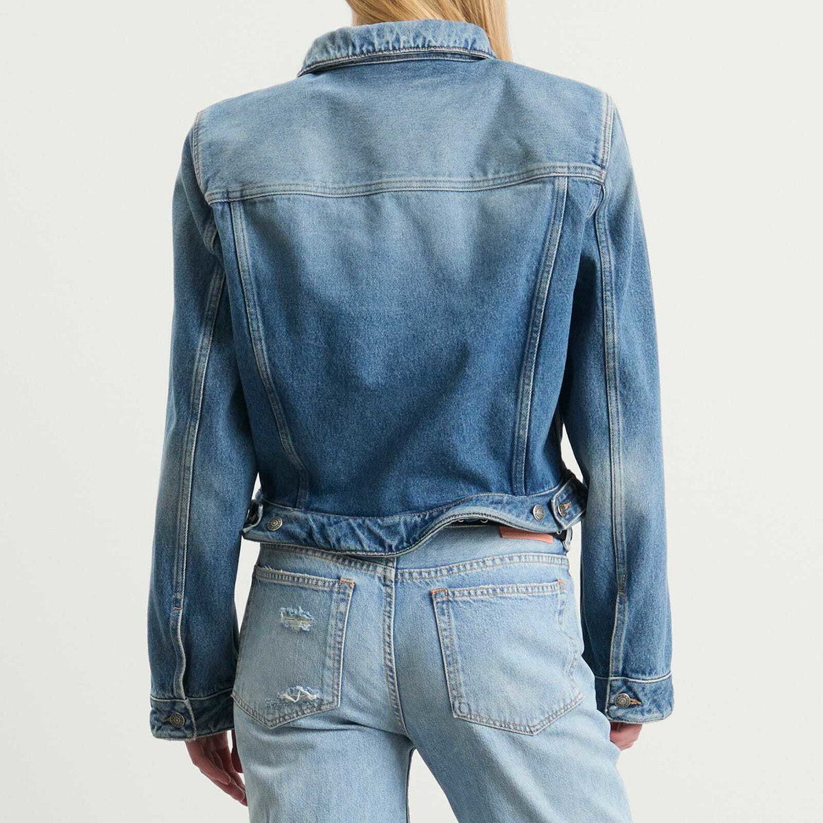 Acne Studios Women's Oleag Vintage Wiggle Denim Jacket in Mid Blue