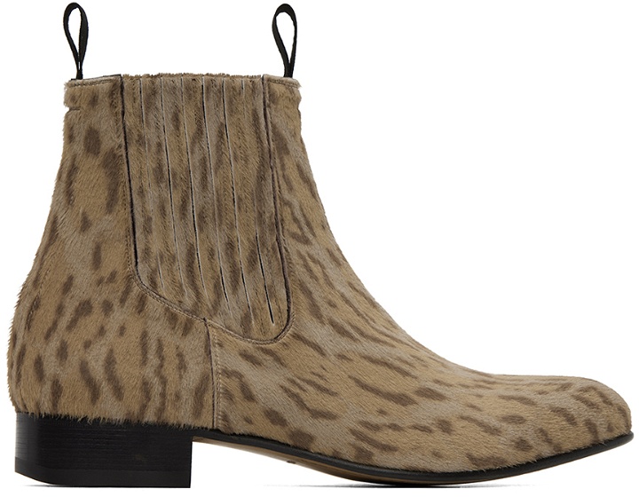 Photo: TOM FORD Beige Leopard Chelsea Boots