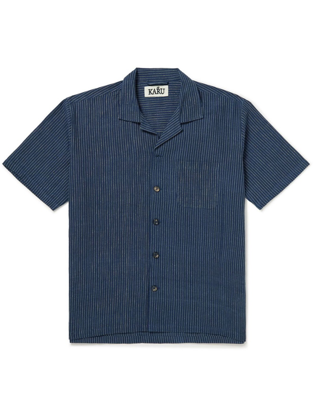 Photo: Karu Research - Camp-Collar Striped Cotton Shirt - Blue