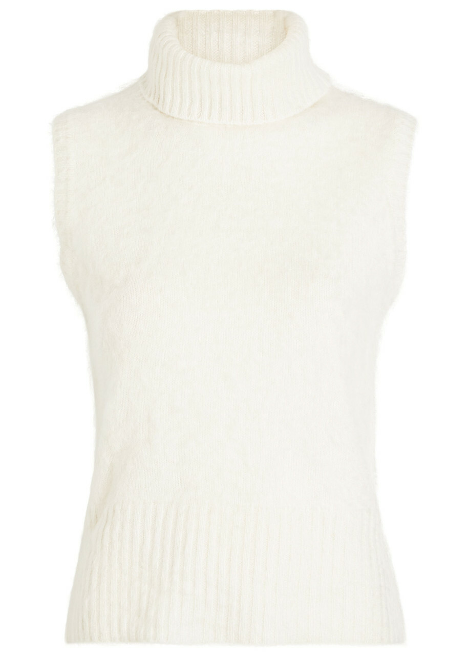 Veronica Beard Mazzy Brushed Cashmere top Ivory