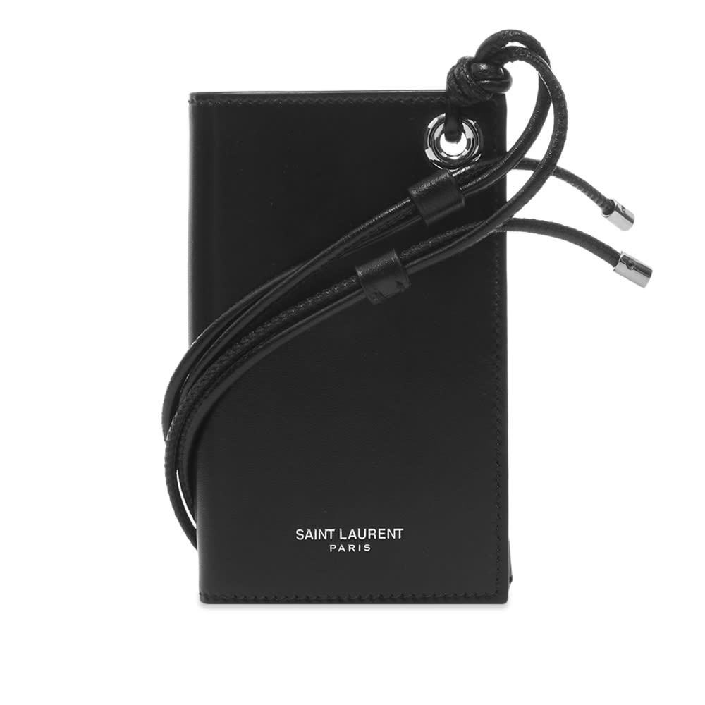 Envelope Leather Card Holder With Strap in Black - Jil Sander