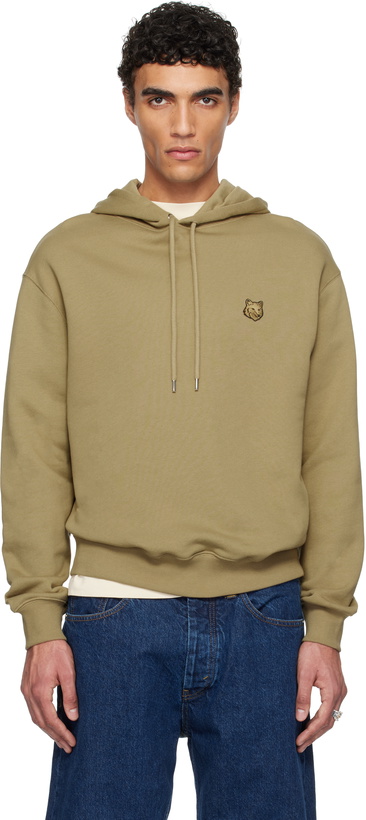 Photo: Maison Kitsuné Khaki Bold Fox Head Patch Comfort Hoodie