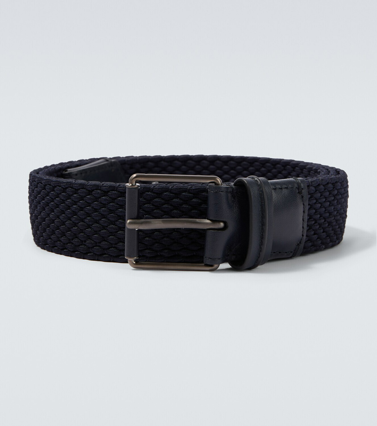 Zegna Braided leather-trimmed belt