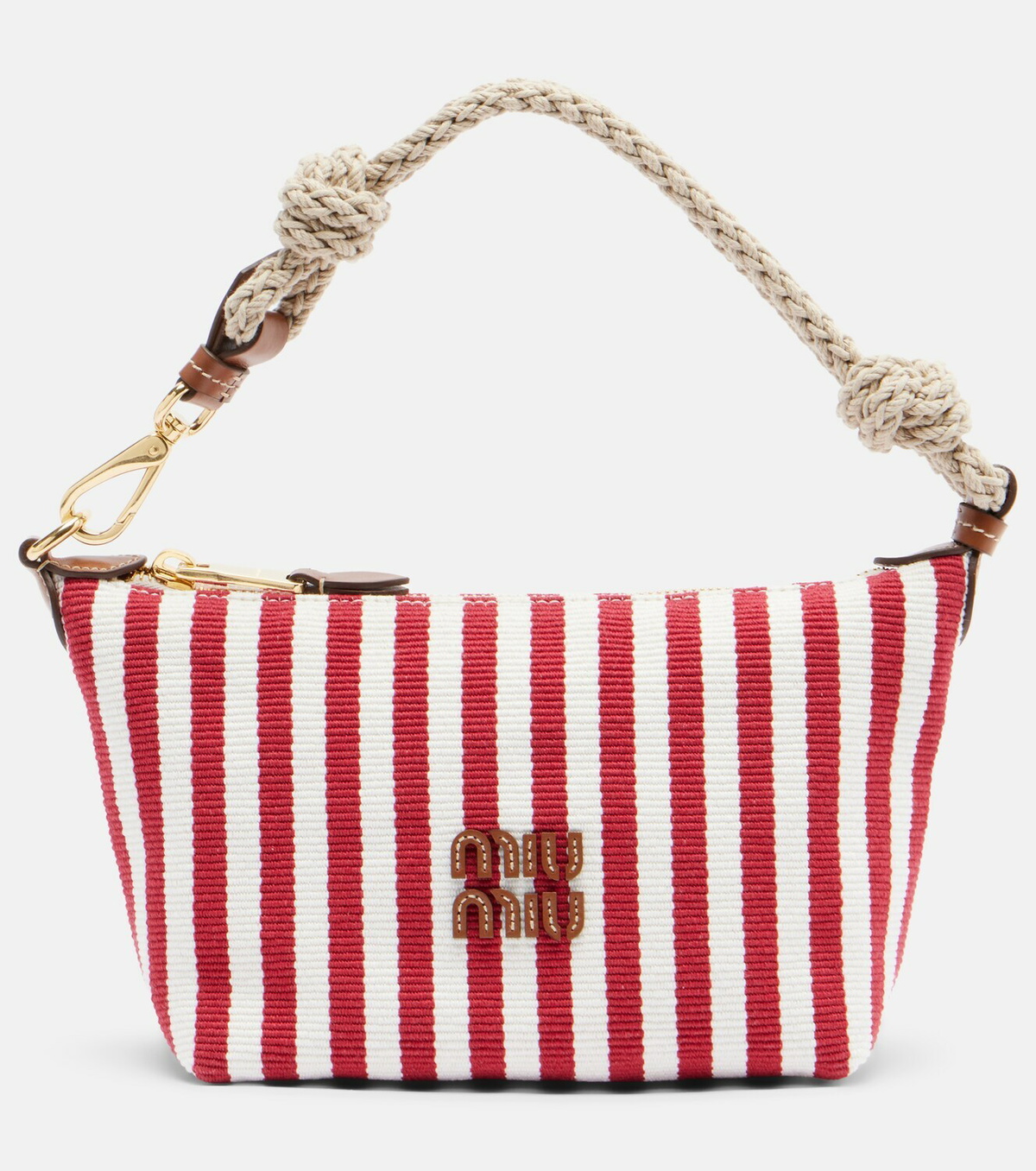 Miu Miu Striped leather-trimmed top-handle bag