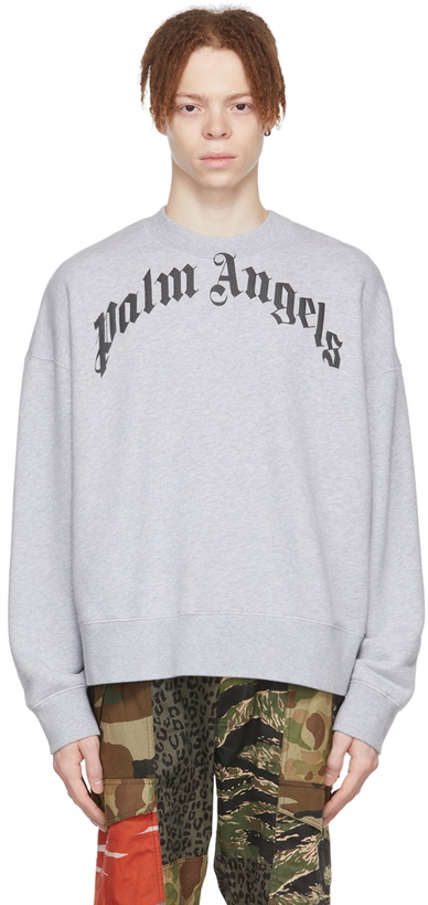 Photo: Palm Angels Grey Cotton Sweatshirt