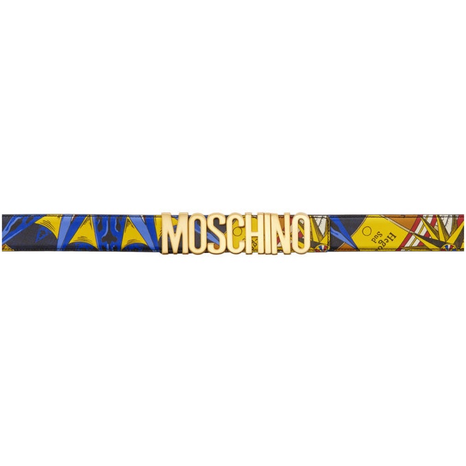 Photo: Moschino Multicolor Printed Logo Belt