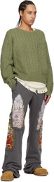 Who Decides War Gray Triple Flame Glass Sweatpants