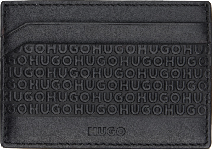 Photo: Hugo Black Logo-Pattern Leather Card Holder