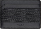 Hugo Black Logo-Pattern Leather Card Holder