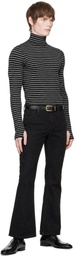 Ernest W. Baker Black Striped Turtleneck