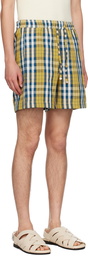 HARAGO Yellow & Blue Check Shorts