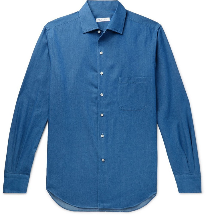 Photo: Loro Piana - Andre Cotton-Chambray Shirt - Blue