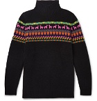 The Elder Statesman - Intarsia Cashmere Rollneck Sweater - Black