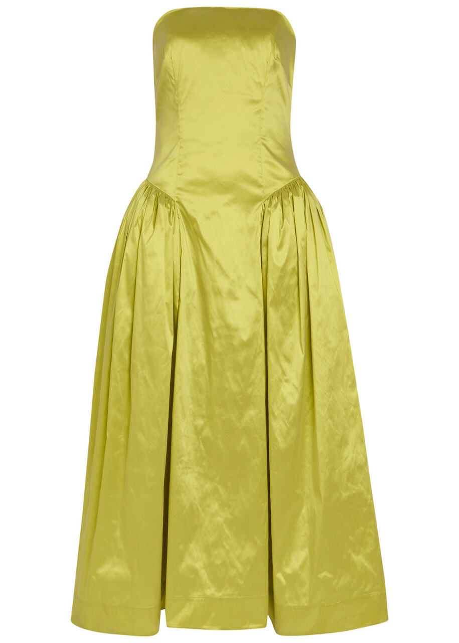 Simone Rocha Strapless Taffeta Midi Dress Green