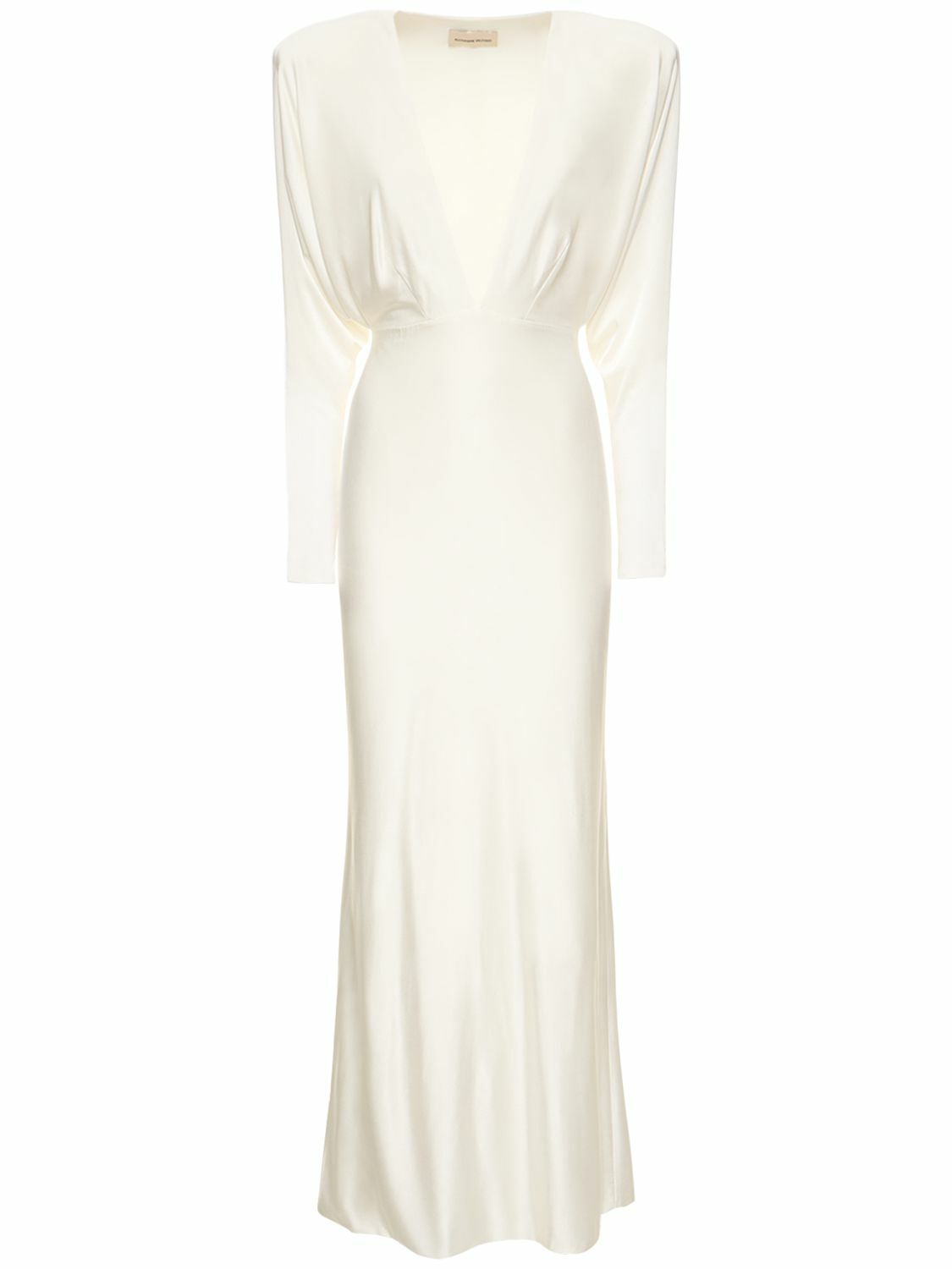 ALEXANDRE VAUTHIER - V-neck Shiny Jersey Long Dress