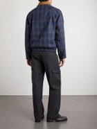 Golden Bear - Dunbar Harris Leather-Trimmed Checked Wool Jacket - Blue
