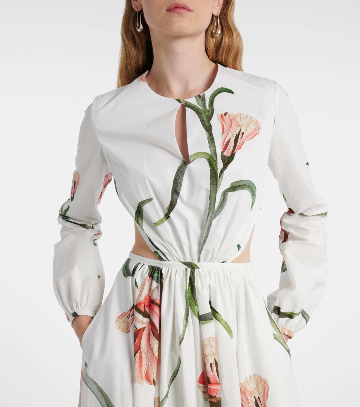 Giambattista Valli Macro Carnation cutout poplin maxi dress