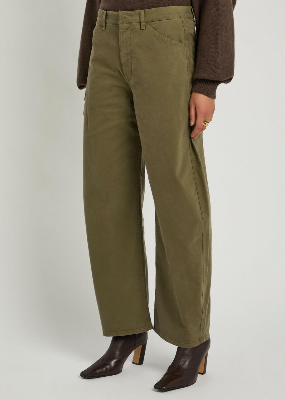 Nili Lotan Tribeca Wide-leg Trousers Olive