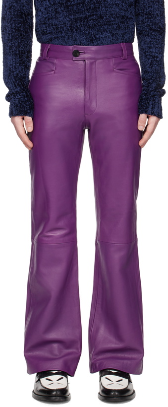 Photo: Ernest W. Baker Purple Flared Leather Trousers