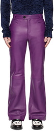 Ernest W. Baker Purple Flared Leather Trousers