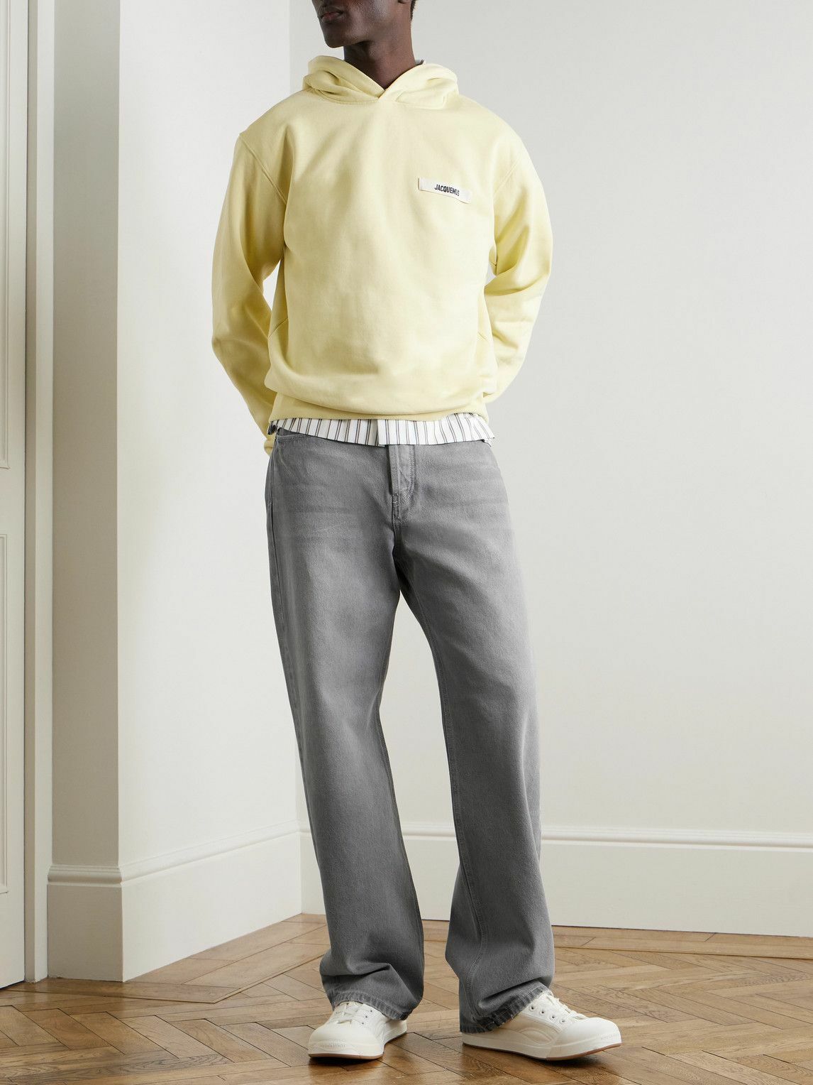 Jacquemus - Straight-Leg Leather-Trimmed Jeans - Gray