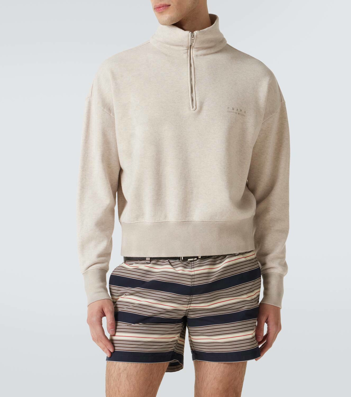 PRADA ベージュ トレーナー Prada Cotton half-zip sweatshirt Prada