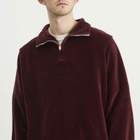 Les Tien Men's Velour Branded Half Zip Yacht Pullover in Washed Red Mahogany