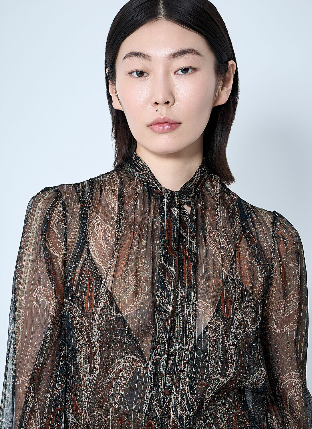 Saint Laurent Lavallière Paisley Silk Crepon Maxi Dress