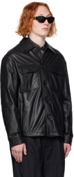 Emporio Armani Black Quilted Leather Jacket