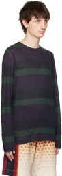 Dries Van Noten Purple & Green Striped Long Sleeve T-Shirt