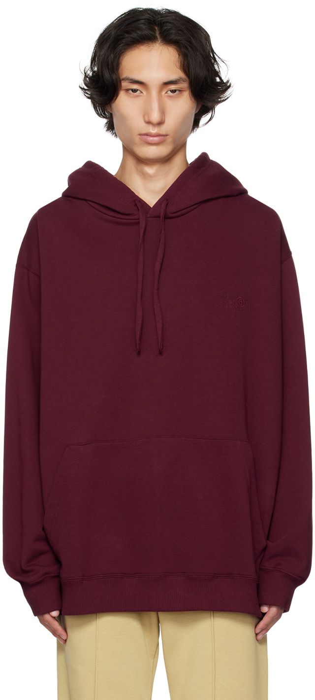 MM6 Maison Margiela Burgundy Embroidered Hoodie