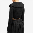 House Of Sunny Women's Peggy Double Collar Cropped Cardigan in Onyx