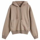 Auralee Women's Smooth Soft Sweat Zip Parka Jacket in Olive Brown